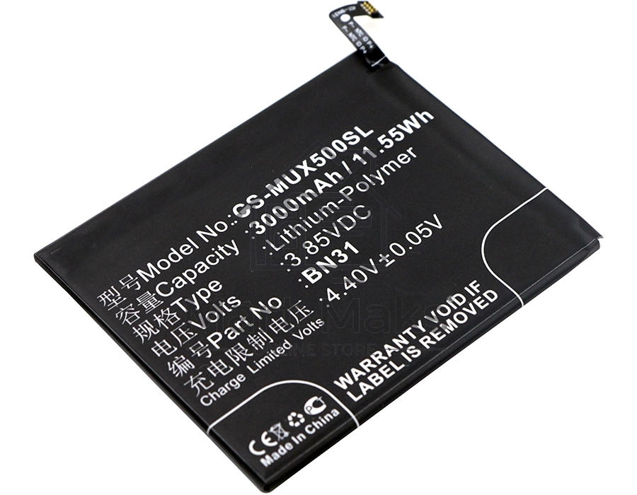 Аккумулятор CameronSinoCS-MUX500SL BN31 для Xiaomi 5X, MDE63.85V / 3000mAh / 11.55Wh