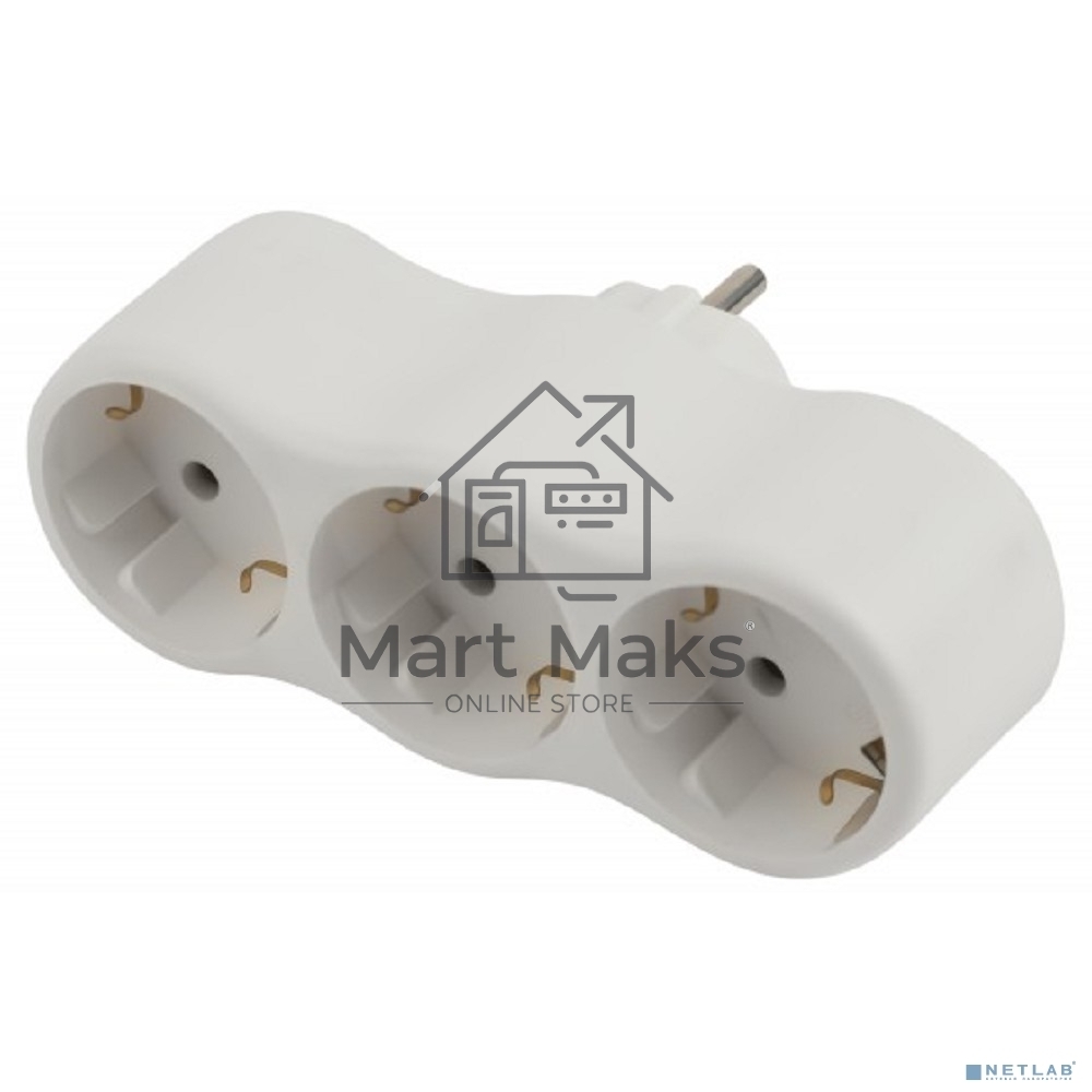 Разветвитель 3-м SPx-3e-W с заземл. 16А бел. Эра Б0053479