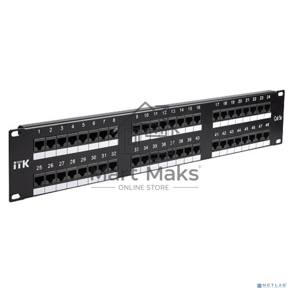 Патч-панель 2U кат.5Е UTP, 48 портов (IDC Dual) 2U патч-панель кат.5Е UTP, 48 портов (IDC Dual)