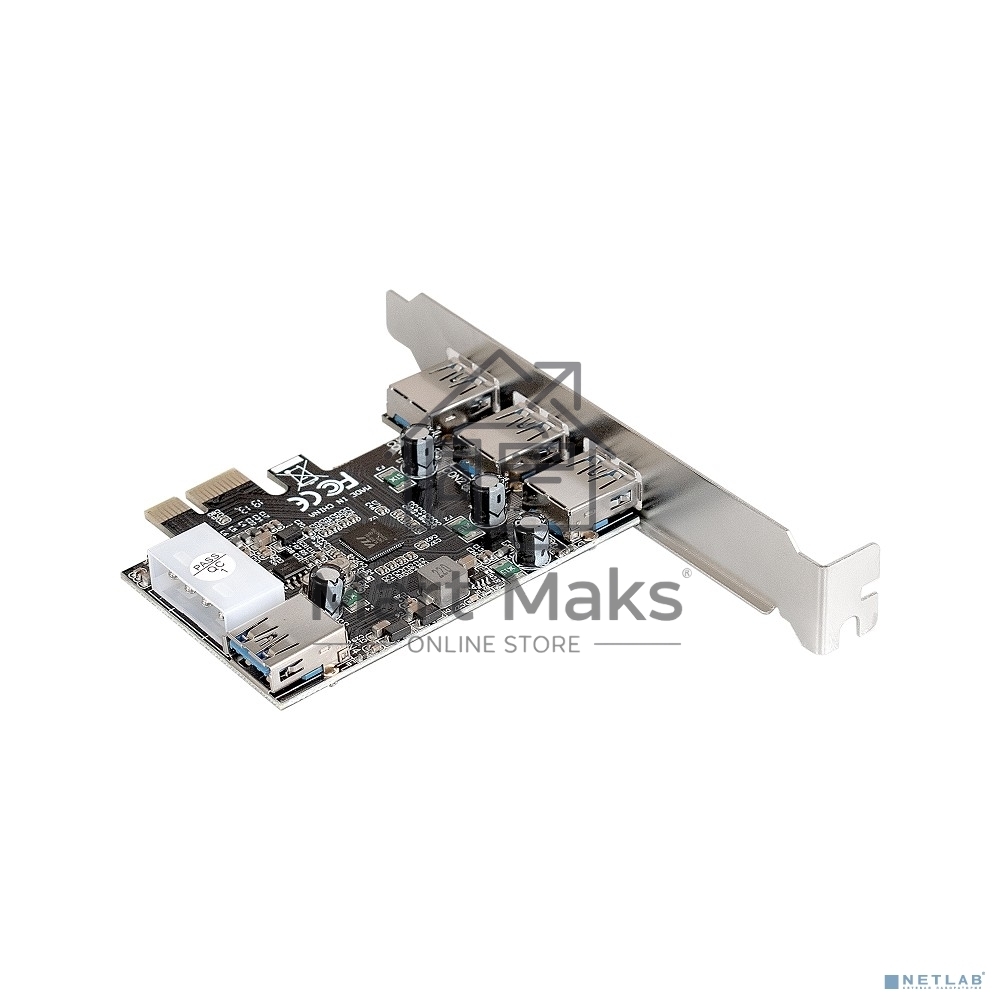 Контроллер ExeGate EXE-367 PCI-E 2.0, 3*USB3.0 ext + 1*USB3.0 int, разъем доп.питания (OEM)