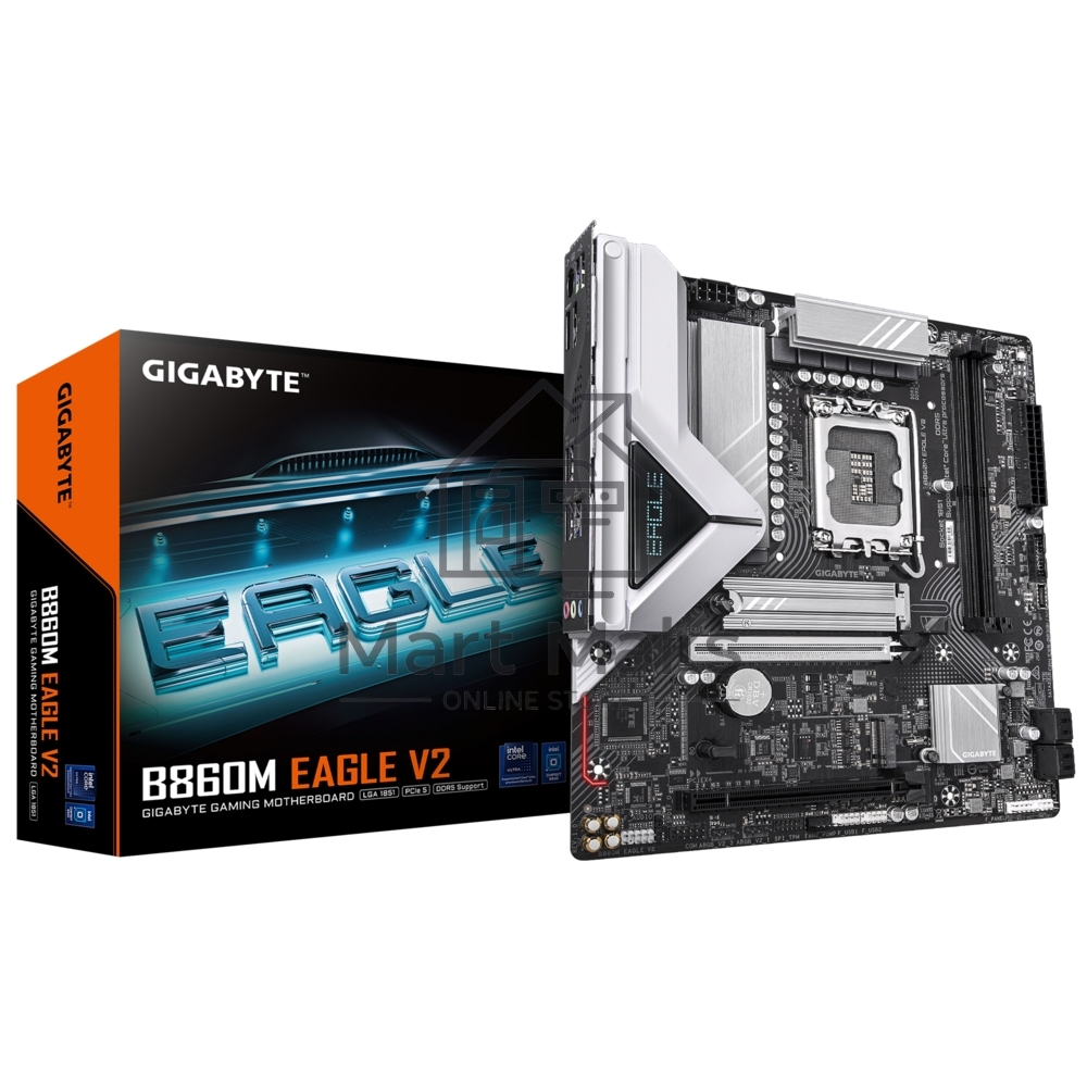 Материнская плата Gigabyte B860M EAGLE V2, LGA1851, Intel B860, 2xDDR5, 4xSATA, 2xM.2, 1xPCIe 5.0 x16, 1xPCIe 4.0 x4, 1xDP, 1xHDMI, 1x2.5Gb LAN, 3xUSB-A 5Gbps, 7xUSB-A 2.0, 1xUSB-C 5Gbps, 3x3.5 мм, 7.1, mATX