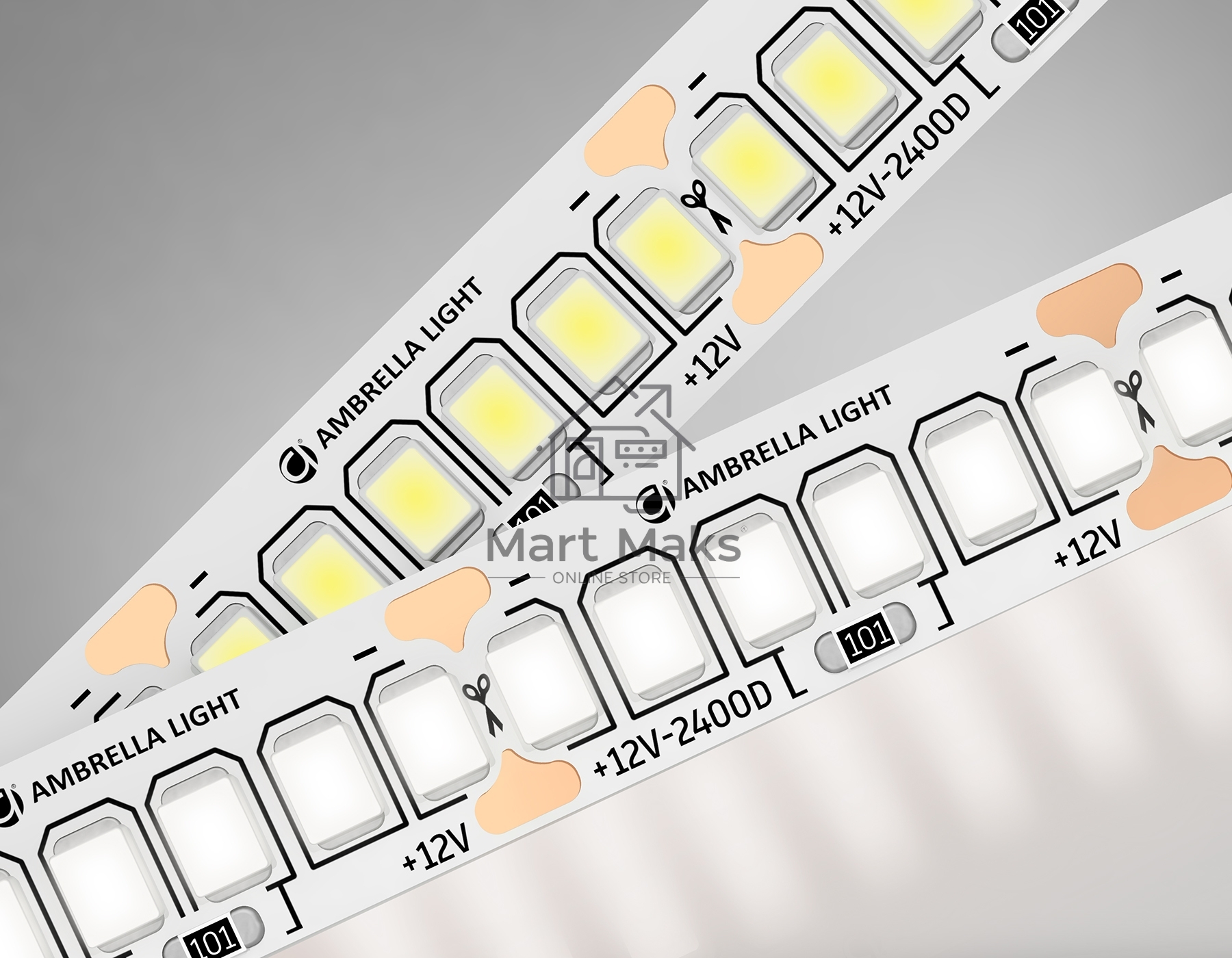 Светодиодная лента Ambrella light GS1402 2835 240Led/ 17W m/ 12V IP20 4500K/ 5000*10*1.2mm (2 конт.)