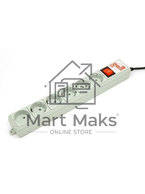 Фильтр-удлинитель Power Cube 3,0 м 6 розеток (серый) 10А/2,2 кВт