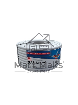 Провод соединительный ПВС 2x0,75 мм², белый, длина 50 метров, ГОСТ 7399-97 Rexant