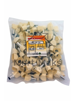 Наконечник штыревой втулочный изолированный Rexant F-14 мм 2х16 мм² (НШВи(2) 16-14/НГи2 16-14) слоновая кость