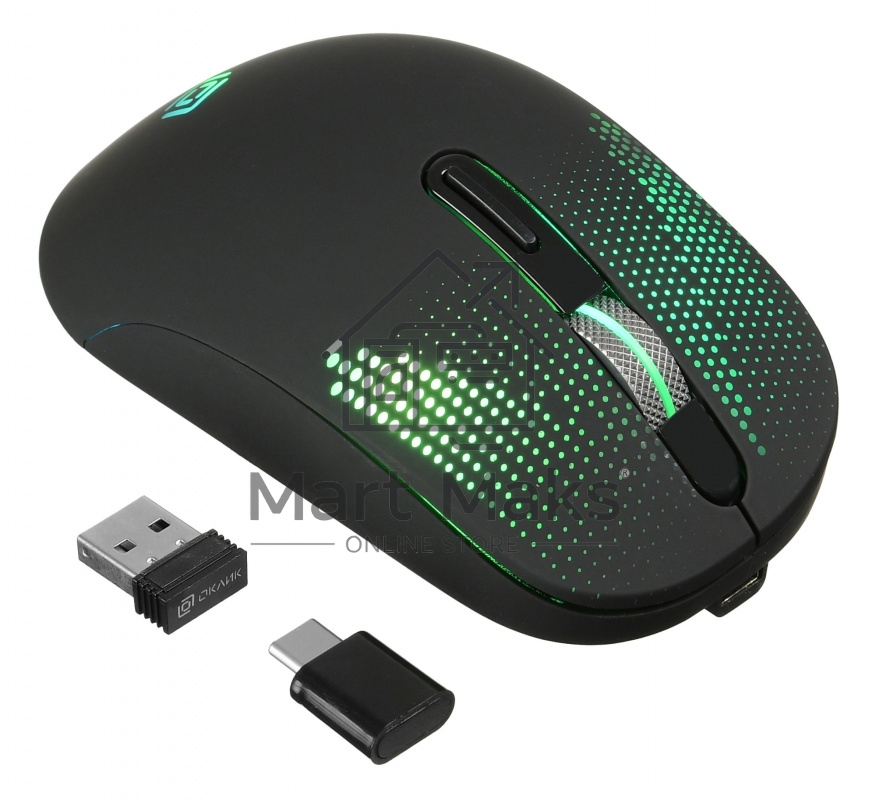 Мышь беспроводная Oklick 636LWC черный, 2400 dpi, радиоканал, USB/USB-C, кнопки - 6