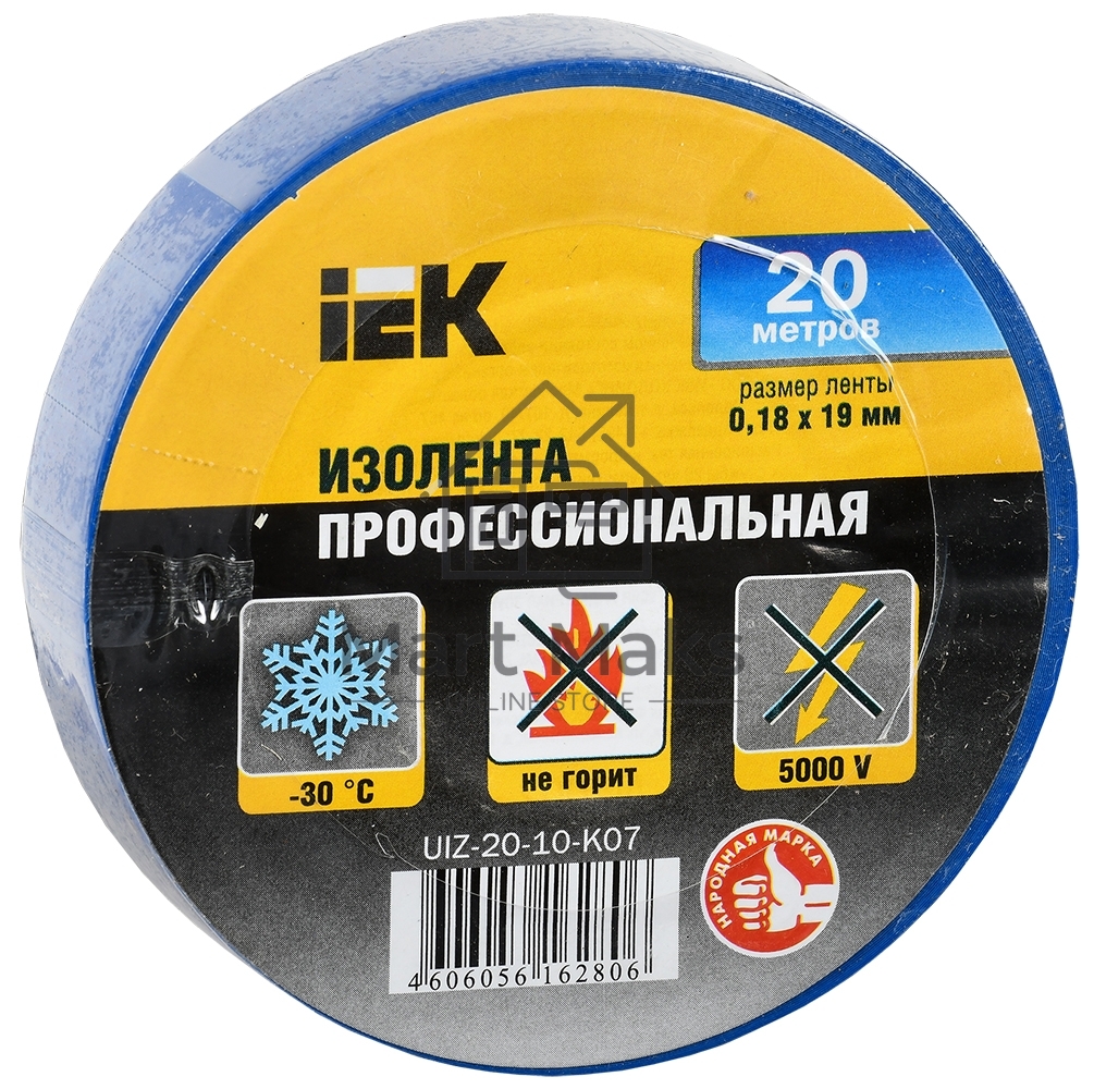 Изолента Iek UIZ-20-10-K07, 0.18х19 мм 20м, синяя