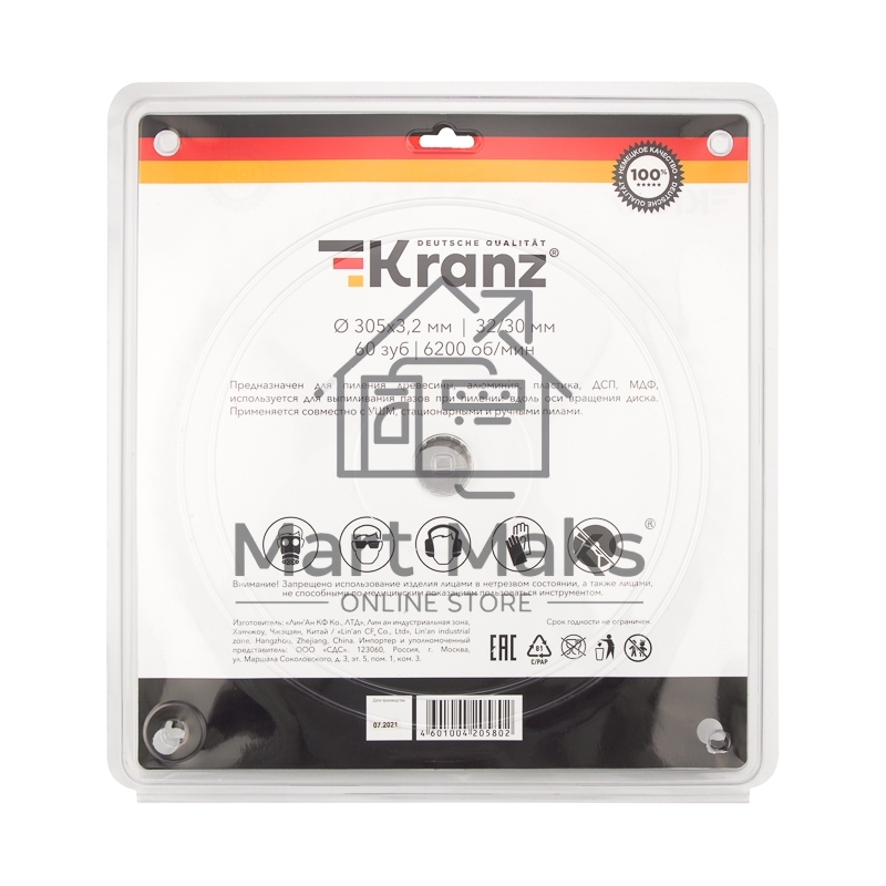 Диск пильный 305 мм х 60 зуб х 32/30 мм Kranz