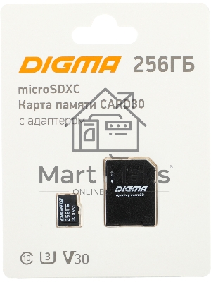 Флеш карта microSDXC 256Gb Class10 Digma CARD30 + adapter