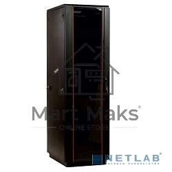 Шкаф телекоммуникационный напольный 42U (600x600) дверь стекло, цвет черный (ШТК-М-42.6.6-1ААА-9005) (3 коробки)