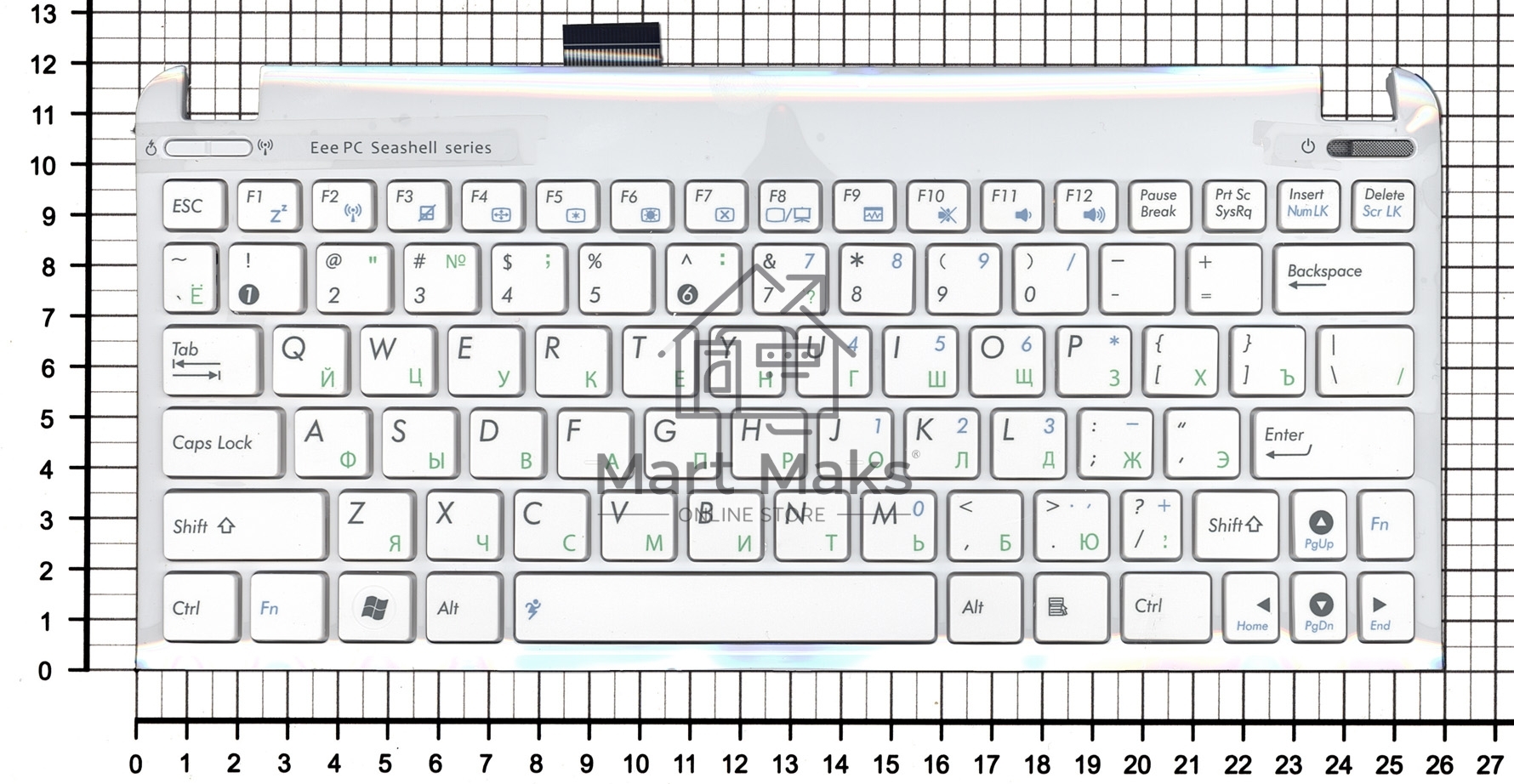 Клавиатура для ноутбука Asus Eee PC 1015 белая с рамкой