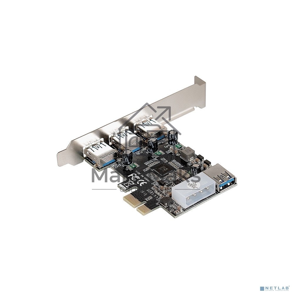 Контроллер ExeGate EXE-367 PCI-E 2.0, 3*USB3.0 ext + 1*USB3.0 int, разъем доп.питания (OEM)