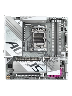 Материнская плата Gigabyte B850M AORUS ELITE WIFI6E ICE, AM5, AMD B850, 4xDDR5, 4xSATA, 2xM.2, 1xPCIe 5.0 x16, 1xPCIe 3.0 x4, 1xDP, 1xHDMI, 1x2.5Gb LAN, Wi-Fi 6E, Bluetooth 5.3, 2xUSB-A 10Gbps (Gen2), 5xUSB-A 5Gbps, 4xUSB-A 2.0, 1xUSB-C 10Gbps (Gen2), 2x3