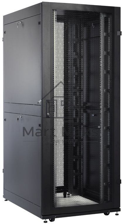 Шкаф серверный ПРОФ напольный 42U (800x1000) дверь перфор. 2 шт., черный, в сборе (ШТК-СП-42.8.10-44АА-9005)