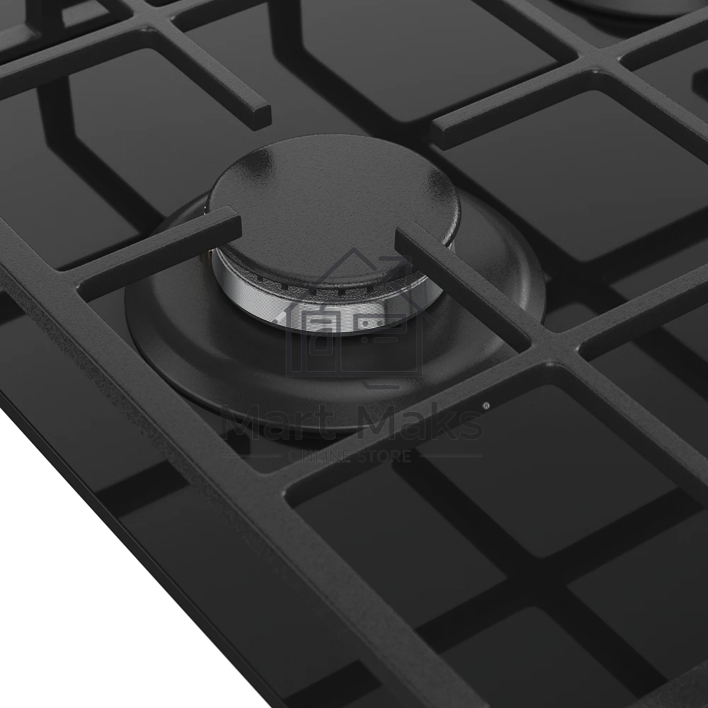 Варочная поверхность MONSHER MGG 42 Noir, High-Tech, газ, 45 см, газ-контроль, автоматический электроподжиг, чугунные решетки, форсунки под сжиженый газ, конфорки SABAF, поворотные переключатели, цвет черный