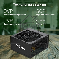 Блок питания Digma DPSU-600W RTL, 600Вт, 120мм, черный