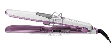Щипцы для волос Galaxy Line GL 4516, фиолетовый, 45 Вт, максимальная температура 200°С, система ультразвукового распыления воды, съемный резервуар для воды, нагр. элемент с защитой от перегрева, пластины с керам. покрытием, ЖК-дисплей с индикацией темпера