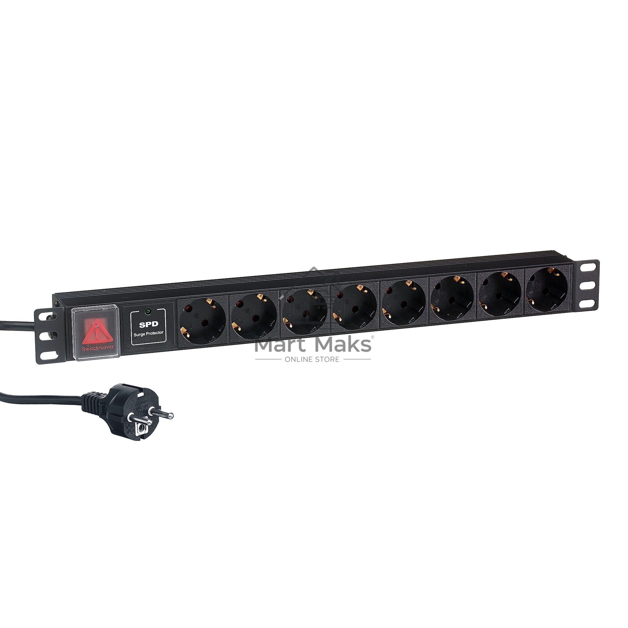 Блок розеток горизонтальный ExeGate ServerPro PDU-19H807 Al-8S-EU2-SW-SPD1, 19