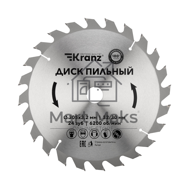 Диск пильный 305 мм х 24 зуб х 32/30 мм Kranz