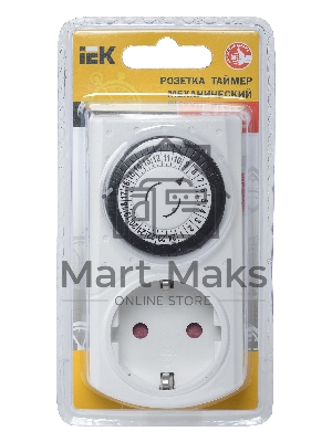 Розетка-таймер Iek ERT-20-1-16-S-30-0-20-K01 РТМ-1 механ. 30мин 24ч 48on/off 16А IP20