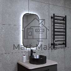 Зеркало Bau Black Rand 40х70, с LED фоновой подсветкой, бесконтактным сенсором, черной окантовкой