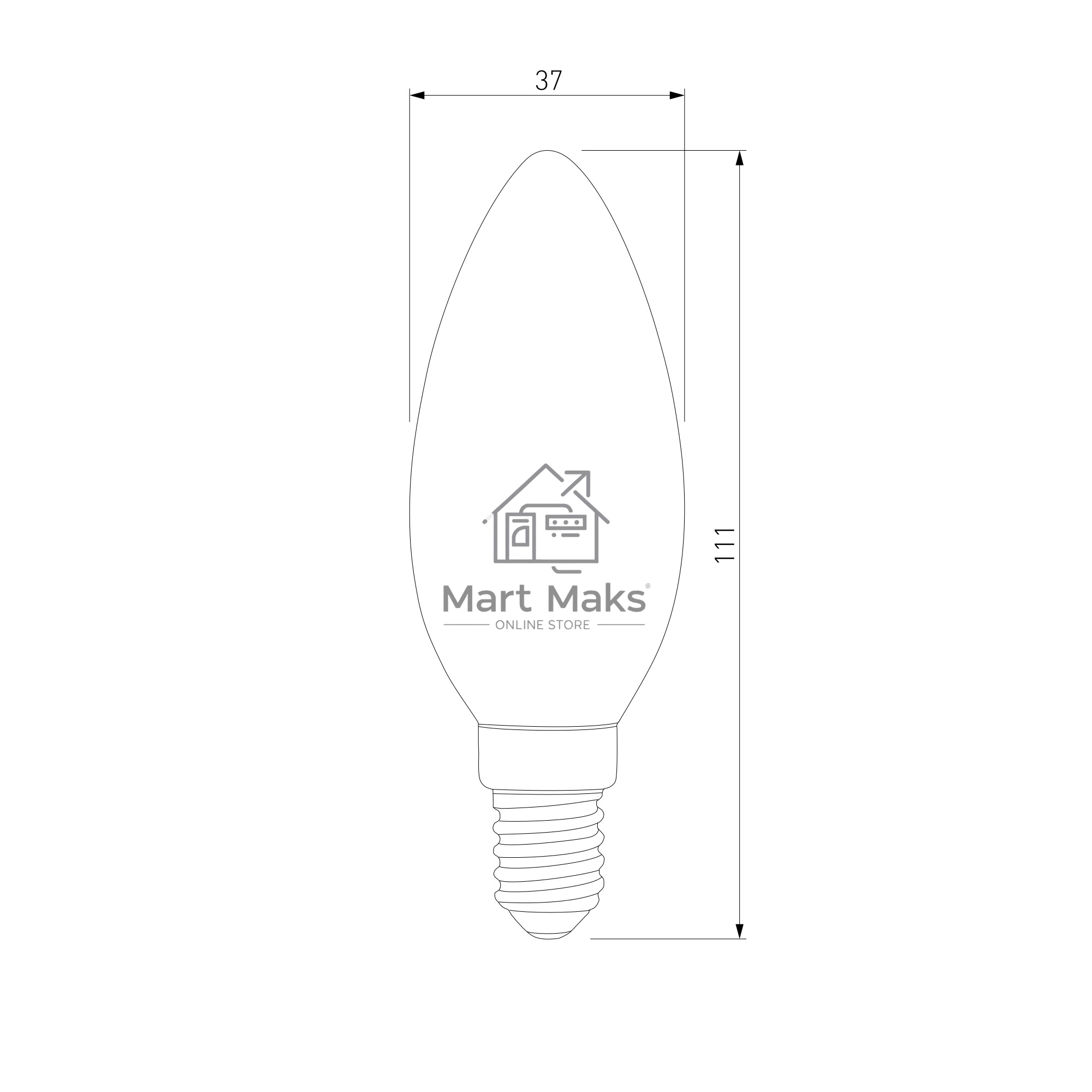 BLE1404/ Светодиодная лампа Свеча СD LED 8W 6500K E14