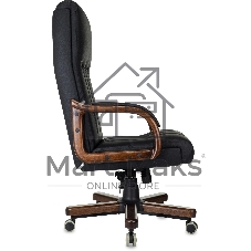 Кресло руководителя Бюрократ T-9932Walnut черный, кожа, крестов. металл/дерево