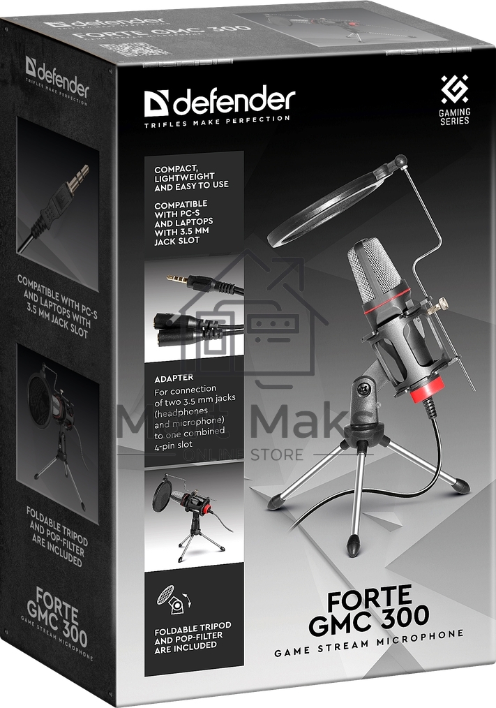 Микрофон Defender Forte GMC 300 3,5 мм, провод 1.5 м 64630
