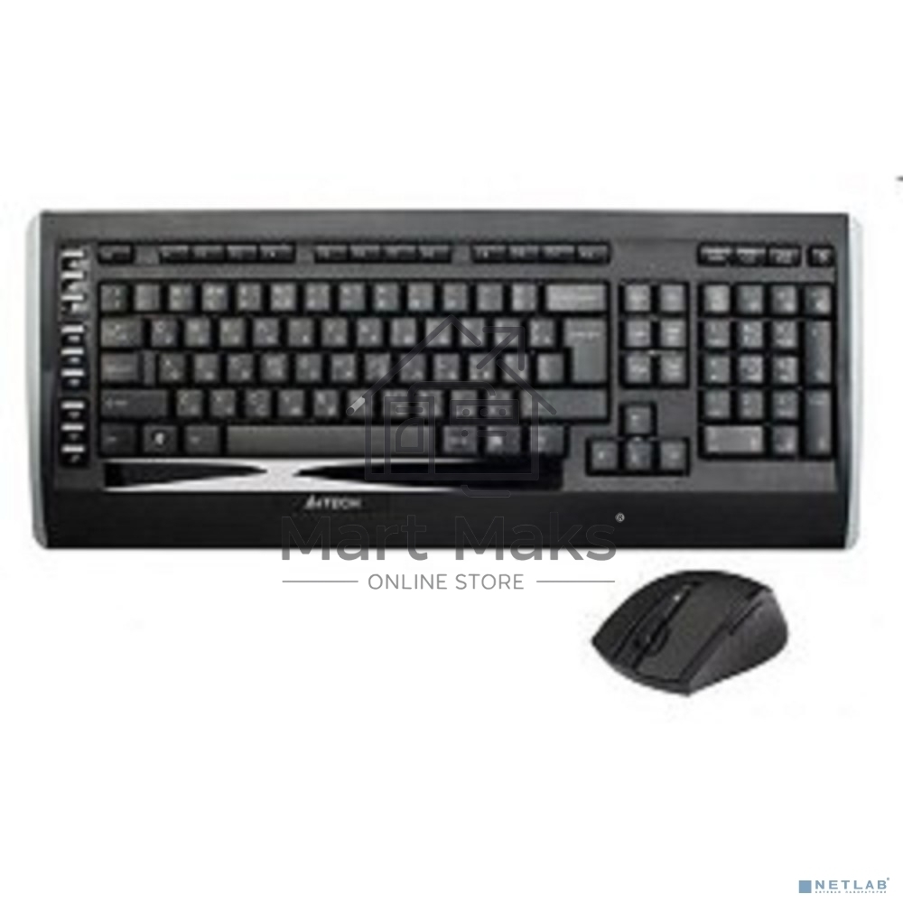 Клавиатура + мышь A4TECH W 9300F USB (черный), 2.4G наноприемник