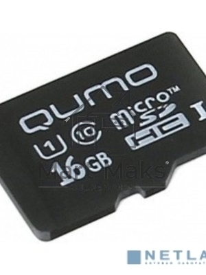 Флеш карта QUMO MicroSDHC 16Gb Сlass 10 UHS-I,3.0 без адаптером SD, черно-красная картонная упаковка