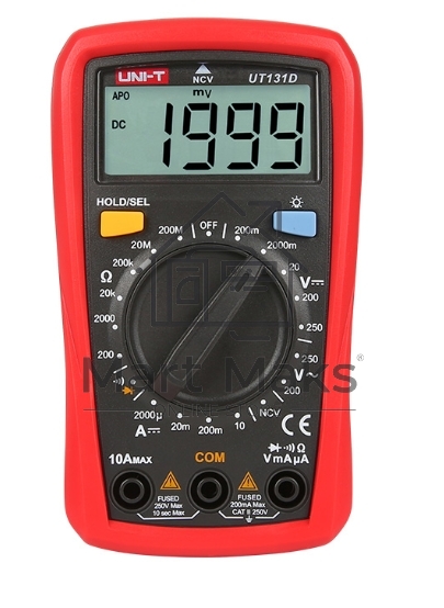 Цифровой мультиметр UNI-T UT131D Напряжение переменного/постоянного тока (250 В); постоянный ток (10А); Сопротивление (200 МОм); NCV, ручной диапазон