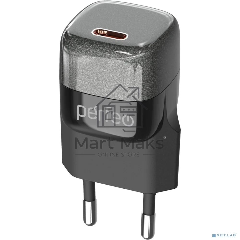 Сетевое зарядное устройство с разъемом PERFEO TYPE-C, GaN, 20W, черный (I4650)