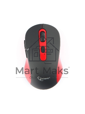 Мышь беспроводная Gembird MUSW-221-R черный/красный, 1600 dpi, радиоканал, USB, кнопки - 6