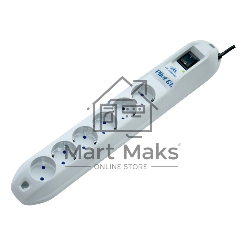 Сетевой фильтр Pilot GL 6 розеток (5 евро + 1 без заземления) 3 м Surge protector Pilot GL 6 outlets (5 euro + 1 without ground) 10A / 2.2kVt, 3m