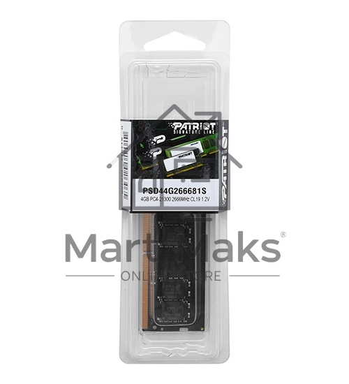 Оперативная память Patriot Signature, DDR4, 4GB (1x4 GB), 2666 MHz, CL19, SO-DIMM