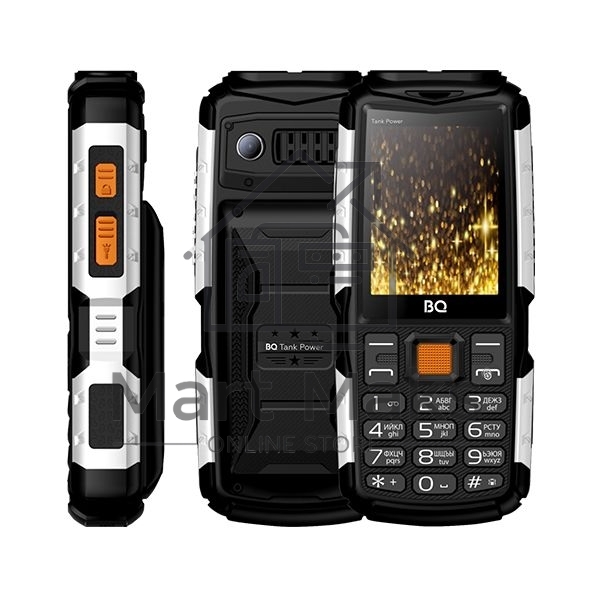 Мобильный телефон BQ 2430 Tank Power Green&silver 2.4” 240x320/32+32Mb/BT/2Sim/microSD/0.3Mp/4000mAh/Powerbank