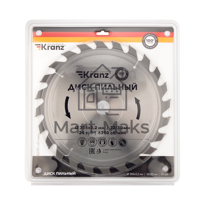 Диск пильный 305 мм х 24 зуб х 32/30 мм Kranz