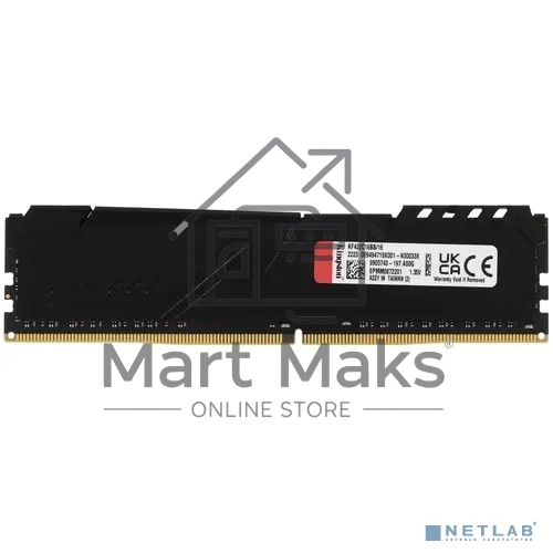 Оперативная память Kingston Fury Beast, DDR4, 16GB (1x16GB), 3200MHz, CL16, DIMM, с радиатором, черный