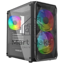 Компьютерный корпус Powercase Mistral Micro A3B ARGb, Tempered Glass, 2x 140мм ARGb PWM+1x 120мм ARGb PWM, черный, mATX (CMMAB-A3-V2)