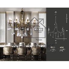 Светильник Ambrella light TR4953/8 BK/GD/CL черный/золото/прозрачный E14*8 max 40W D740*735