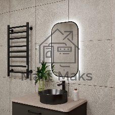Зеркало Bau Black Rand 40х70, с LED фоновой подсветкой, бесконтактным сенсором, черной окантовкой