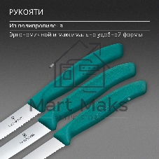 Набор ножей кухонных Victorinox Swiss Classic 6.7114.34C1 для овощей компл.:3предм. зеленый европодвес