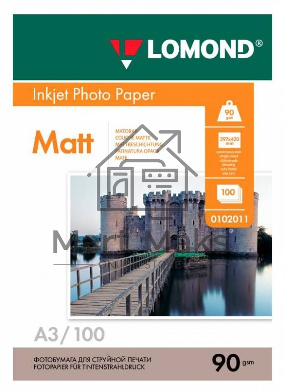 Фотобумага LOMOND Односторонняя Матовая, 90г/м2,A3 (29,7X42)/100л. для струйной печати