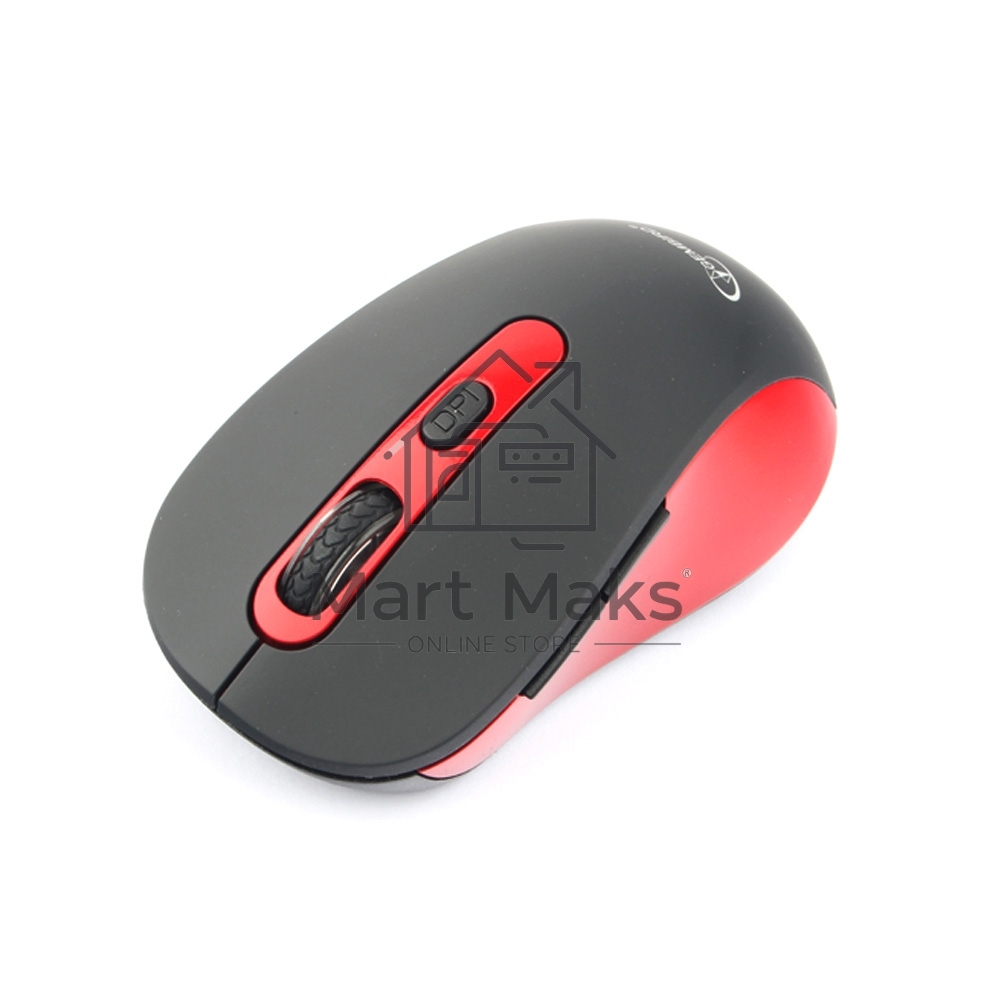 Мышь беспроводная Gembird MUSW-221-R черный/красный, 1600 dpi, радиоканал, USB, кнопки - 6