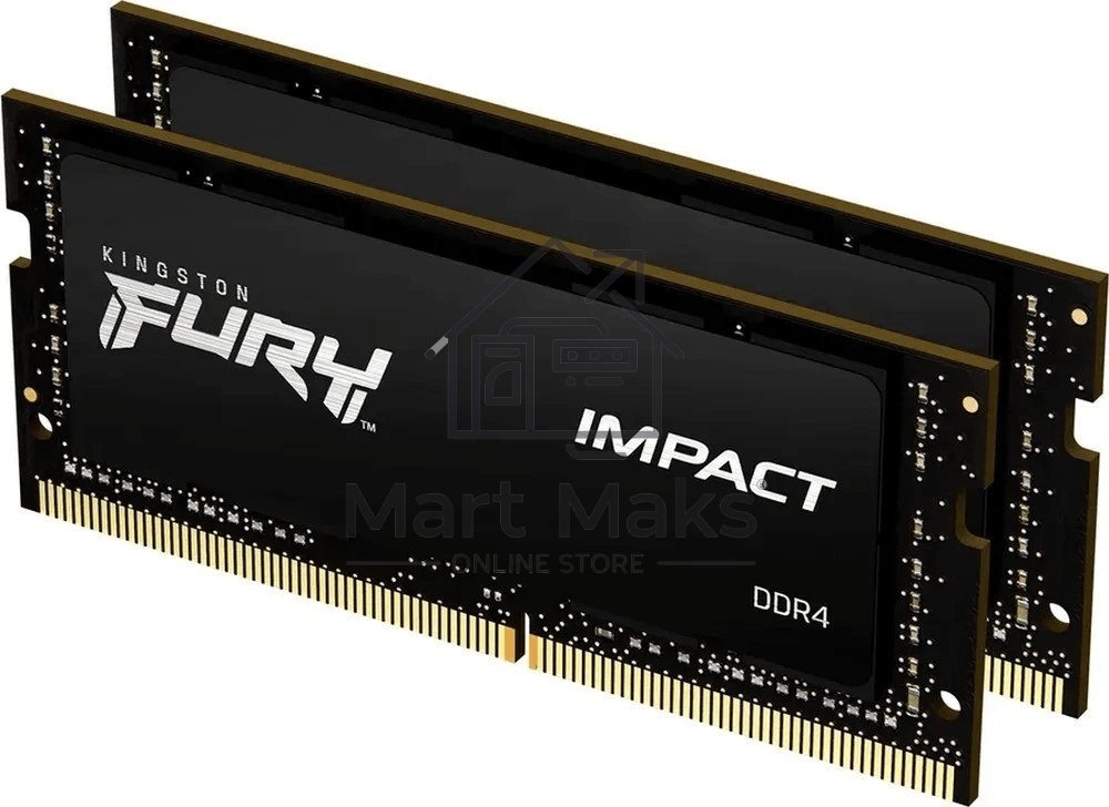 Оперативная память Kingston Fury Impact, DDR4, 16GB (2x8GB), 3200MHz, CL20, SO-DIMM