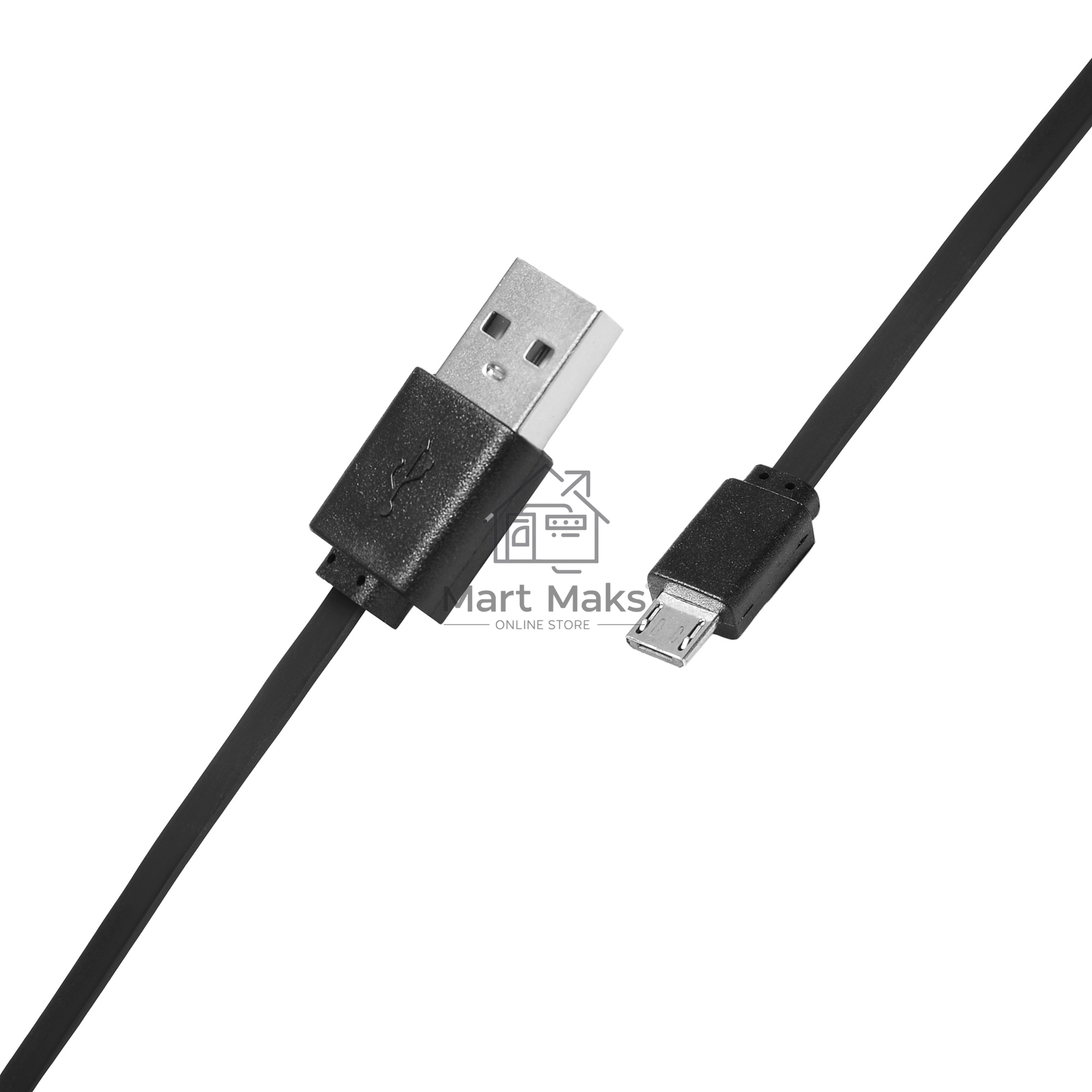 Кабель SunWind USB (m)-micro USB (m) 1м черный плоский