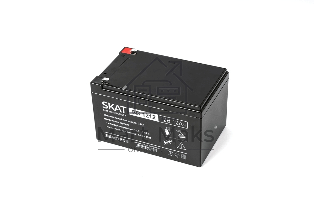 Аккумулятор SKAT SB 1212, 12В, 12Ач, максимальный ток заряда 3,6 А.