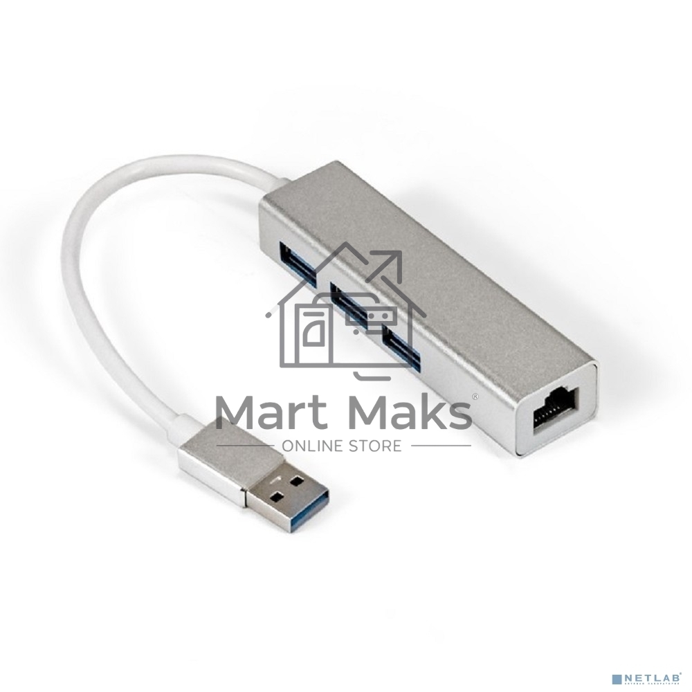 Кабель-адаптер ExeGate EXE-77U3T-45 (USB3.0 --> 3xUSB3.0 + 1xRJ45 UTP 1000Mbps RLT8153)