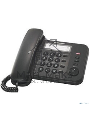 Телефон проводной Panasonic KX-TS2352RUB черный индикатор вызова,порт для доп. телеф. оборуд.,4 уровня громкости звонка