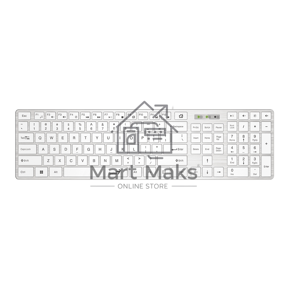Клавиатура Genius SlimStar 126 wired keyboard белый color (12 Multimedia Function Keys and 4 dedicated Hotkeys for Quick Commands, Ultra-Slim Keycaps)